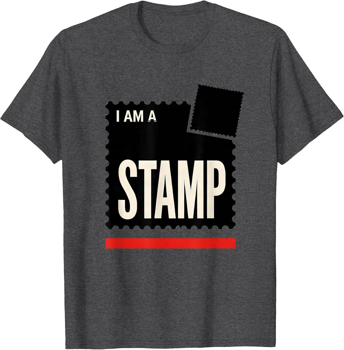 Men's I Am A Stamp Funny Halloween Group Costume Matching T-Shirt - Dark Heather Grey