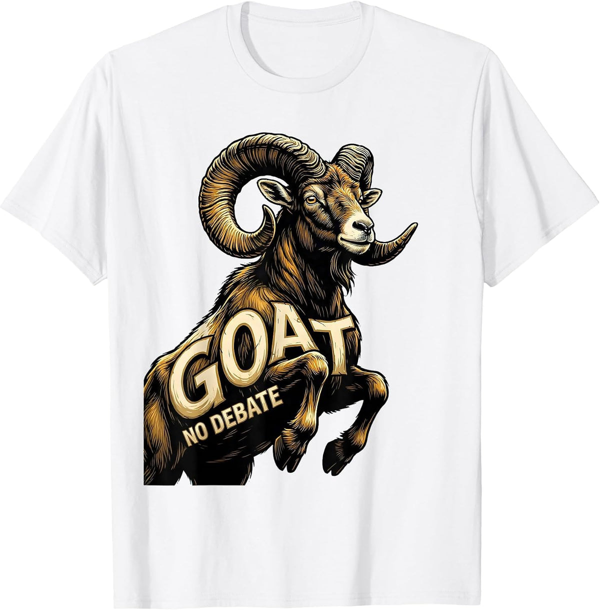 Men's GOAT NO DEBATE Bold Cel-Shaded Farm Animal Humor T-Shirt - White