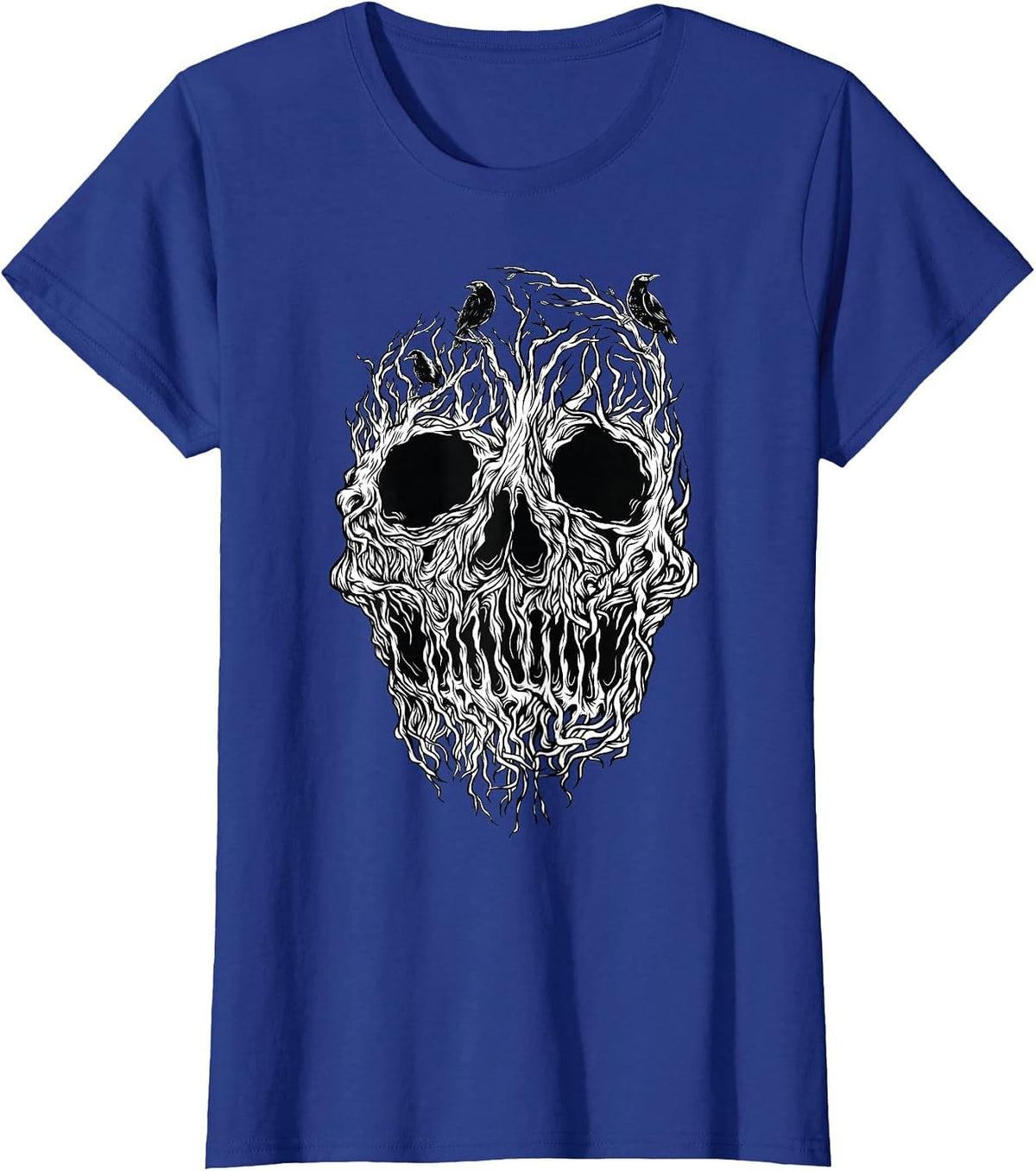 Skull Root Tree Crow Bird Raven for Lovers T-Shirt - Royal Blue