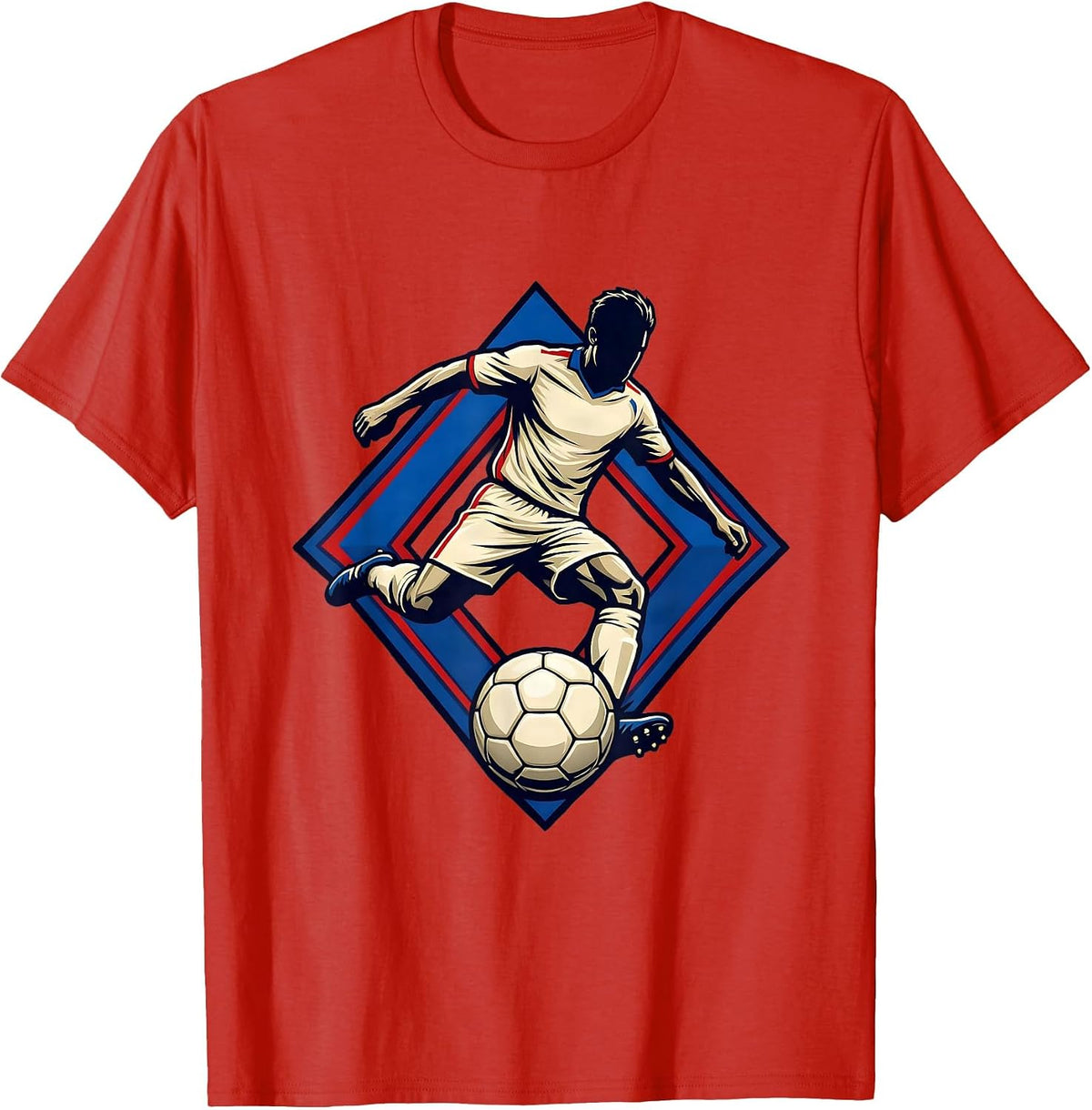 Men's Dribbling Soccer Player Silhouette Youth Sports Gift T-Shirt - Red