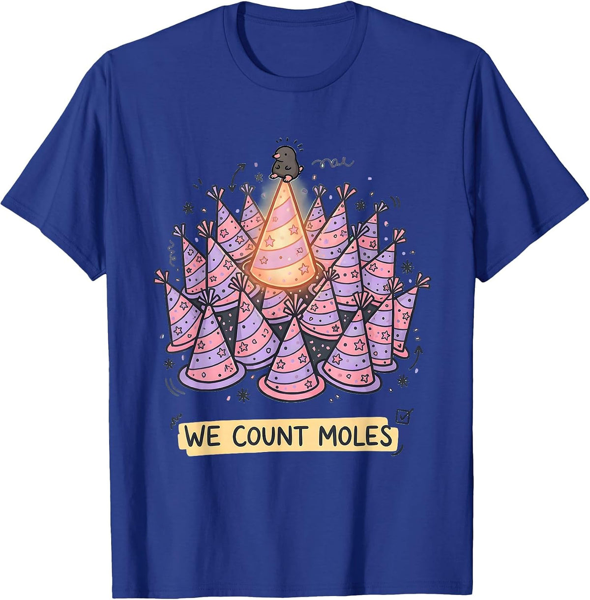Men's We Count Moles Kawaii Doodle Chemistry Mole Day T-Shirt - Royal Blue