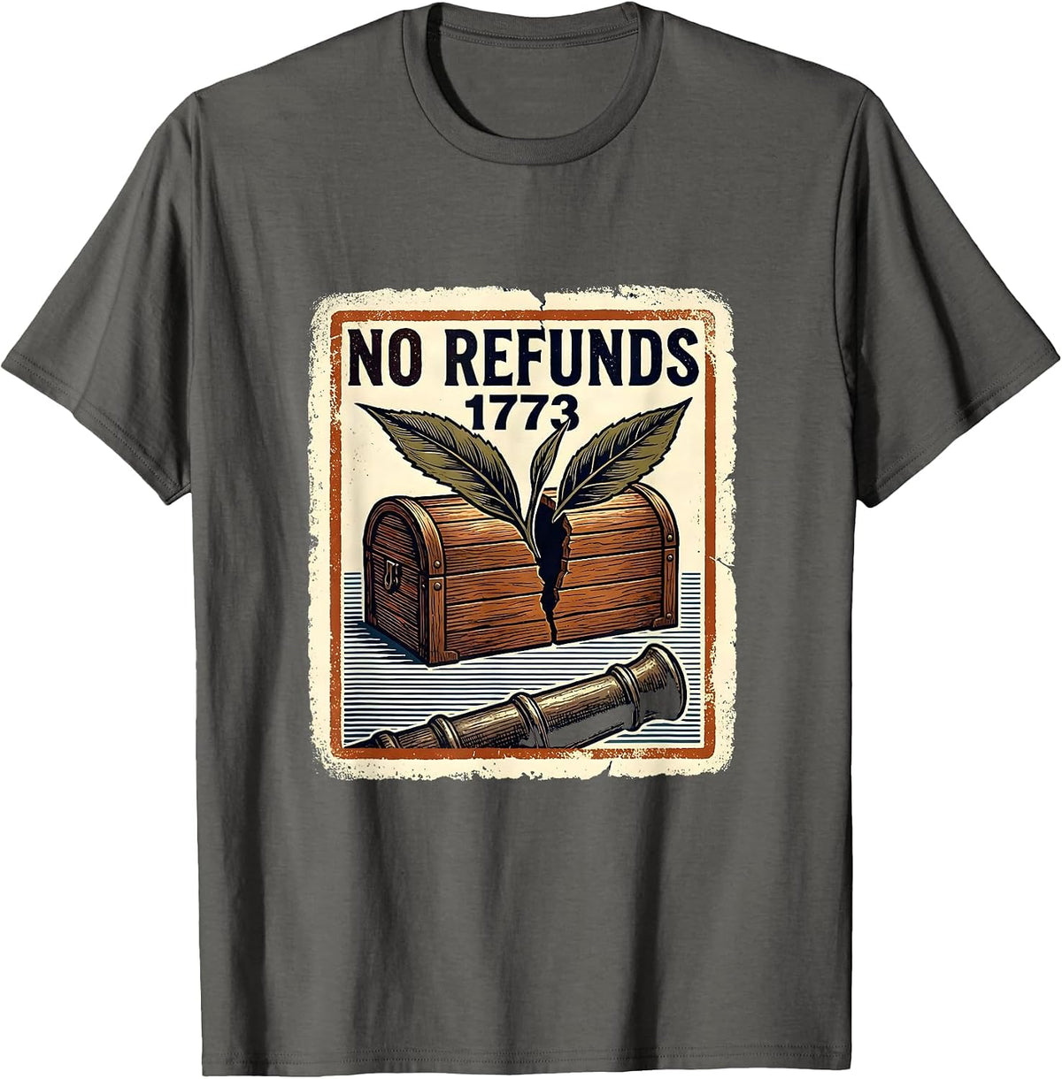 No Refunds, 1773 Funny History Teacher 4th Of July T-Shirt - Asphalt Grey