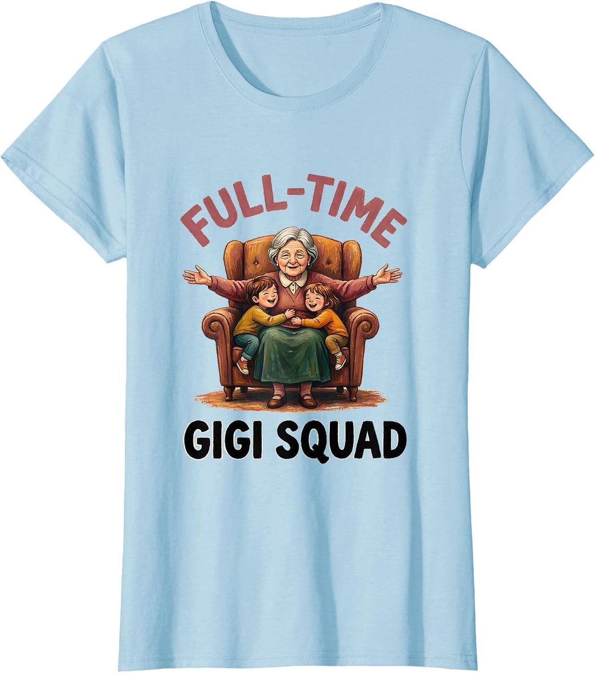 Women's Full-Time Gigi Squad Proud Grandma Design T-Shirt - Baby Blue