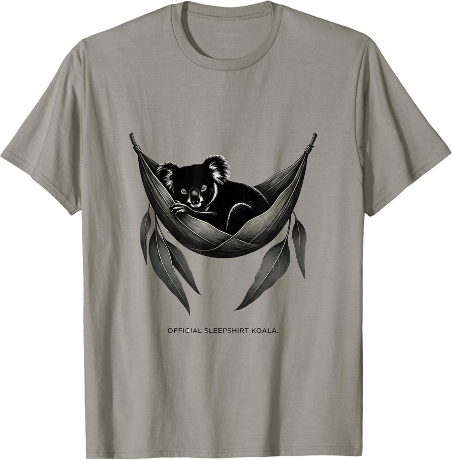 Official Sleepshirt Koala Funny Animal Lover Pajama T-Shirt, Men, Slate Grey, Medium - As Pictured
