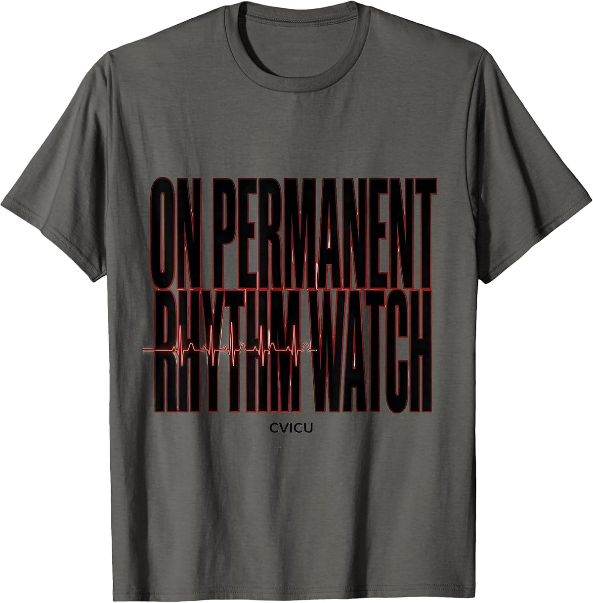 Men's On Permanent Rhythm Watch CVICU Cardiac Nurse Anatomy T-Shirt - Asphalt Grey