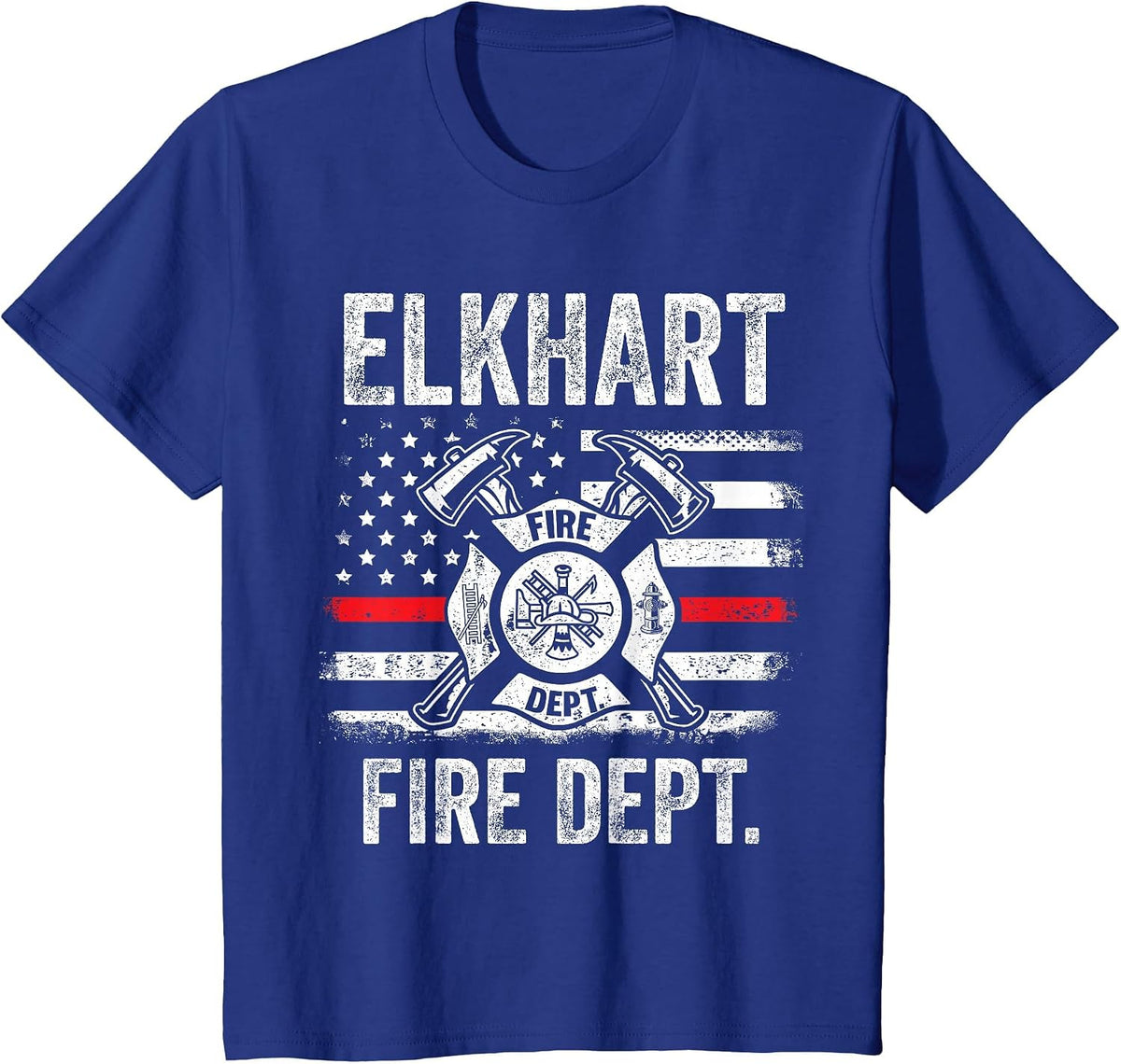Elkhart Indiana Fire Brigade Indiana Fireman T-Shirt - Royal Blue