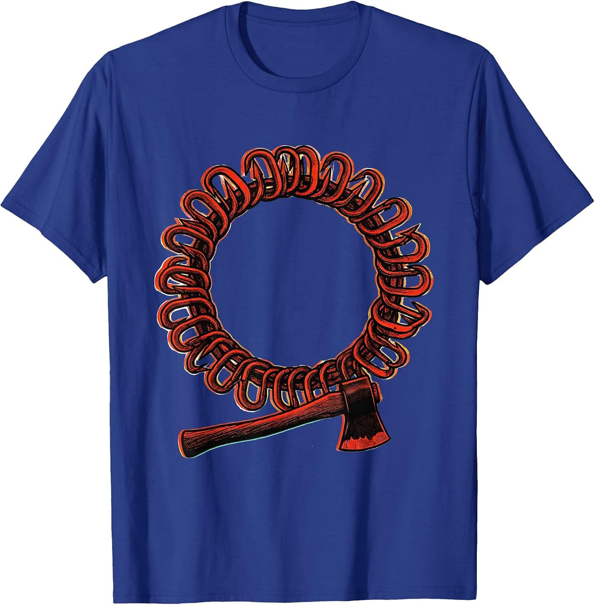 Firefighter Wreath Risograph Fireman Gift T-Shirt - Royal Blue