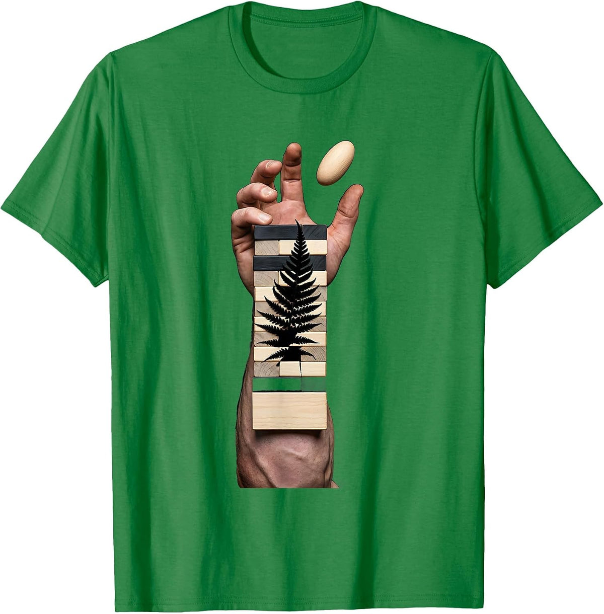 Men's Rugby Player Wood Block Kiwi Fan Gift T-Shirt - Kelly Green