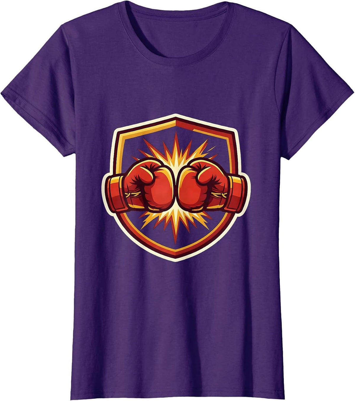 Women's Boxing Gloves Clash Sparks Graphic Tee T-Shirt - Purple