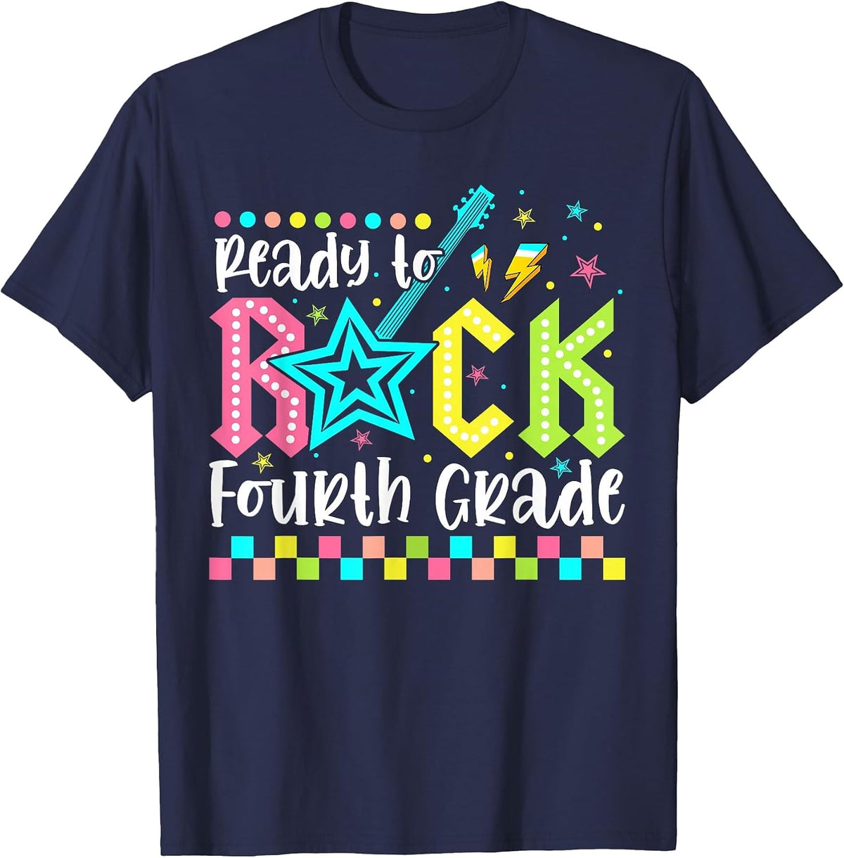 4th Grade for Girls Back to School First Day Fourth Grade T-Shirt - Navy Blue