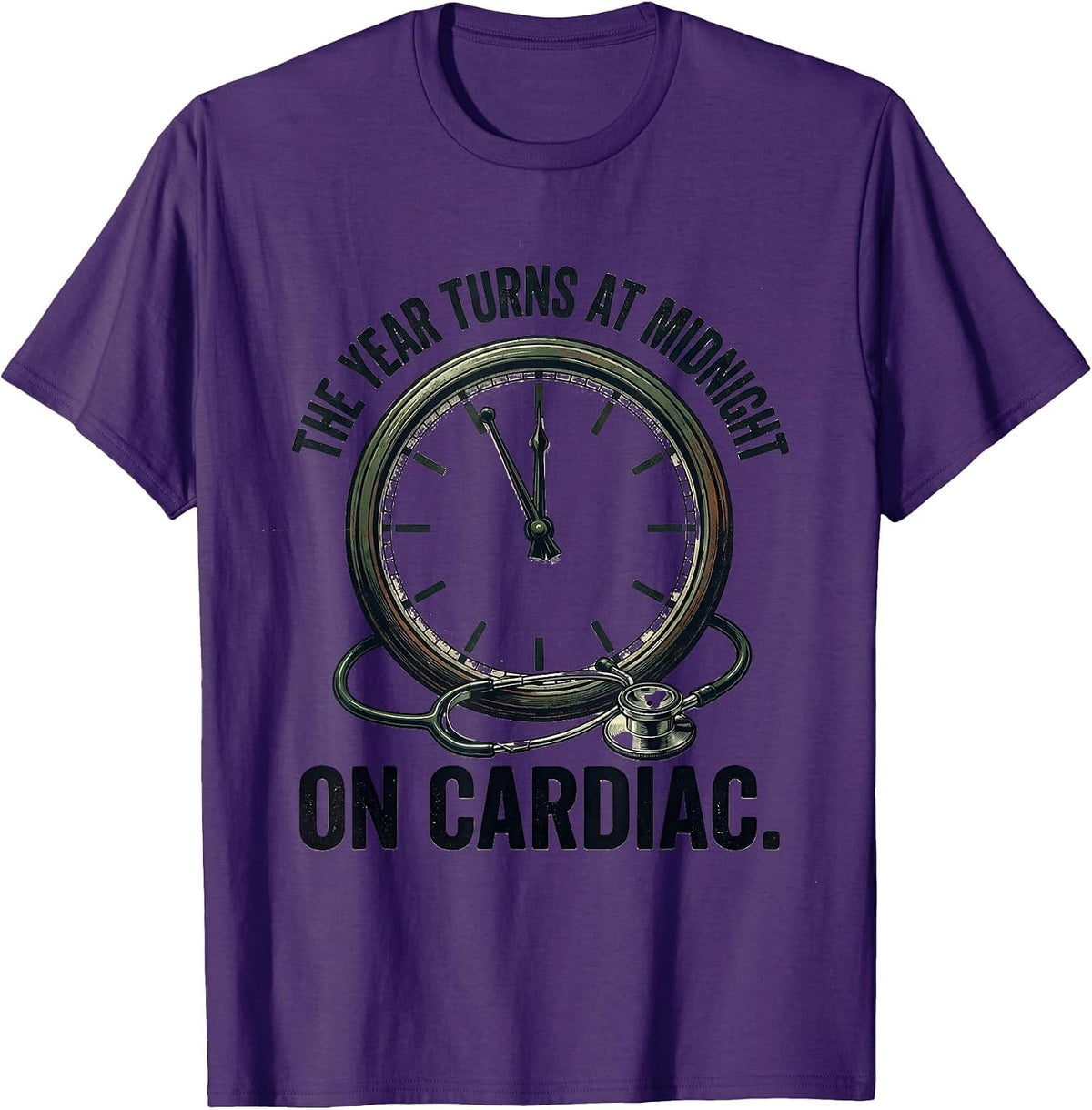 Men's The Year Turns At Midnight On Cardiac Vintage Nurse T-Shirt - Purple