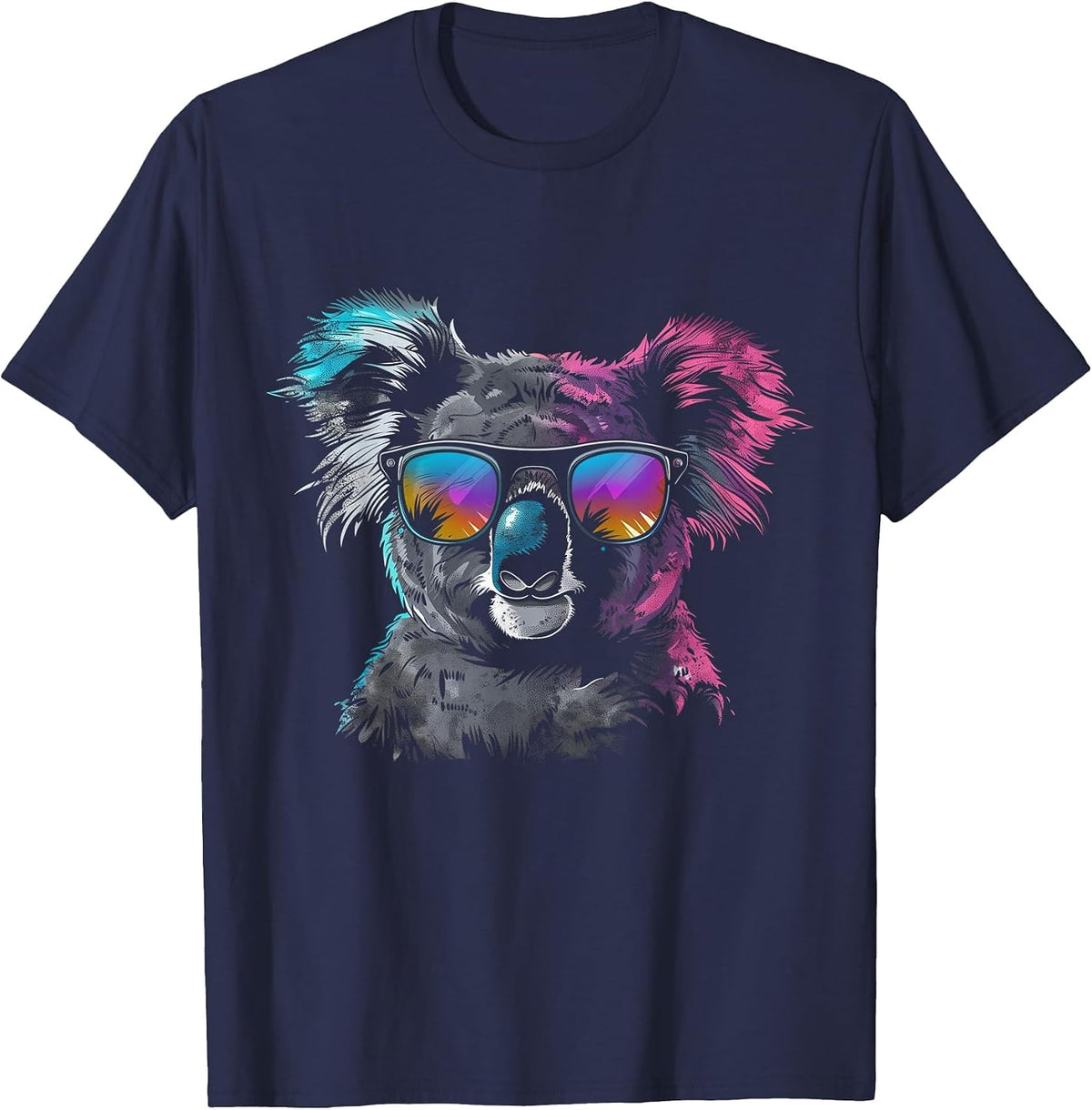 Koala Sunglasses Colourful Watercolour Australia Koala Bear T-Shirt - Navy Blue