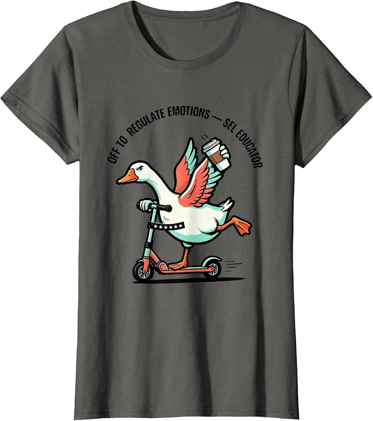 Women's Off to Regulate Emotions SEL Educator Funny T-Shirt - Asphalt Grey