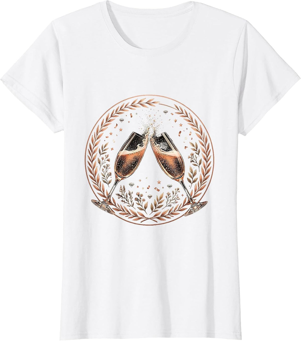 Champagne Glasses Clinking Confetti Celebration T-Shirt - White