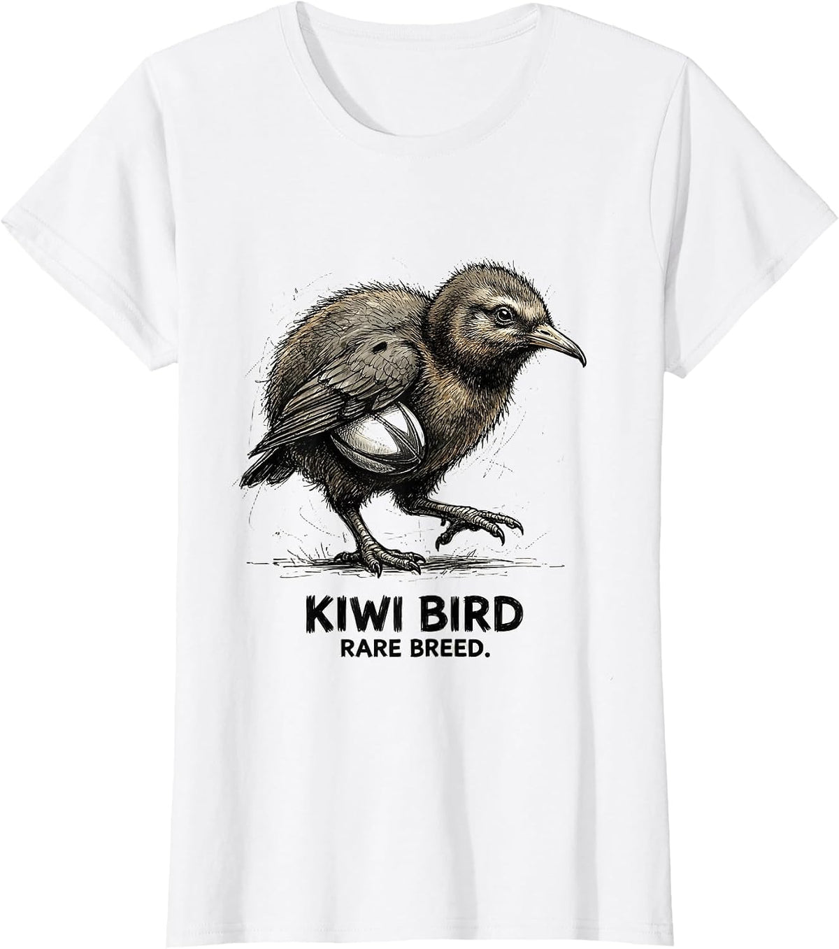 Kiwi Bird. Rare Breed. Hand-Sketched Design T-Shirt - White