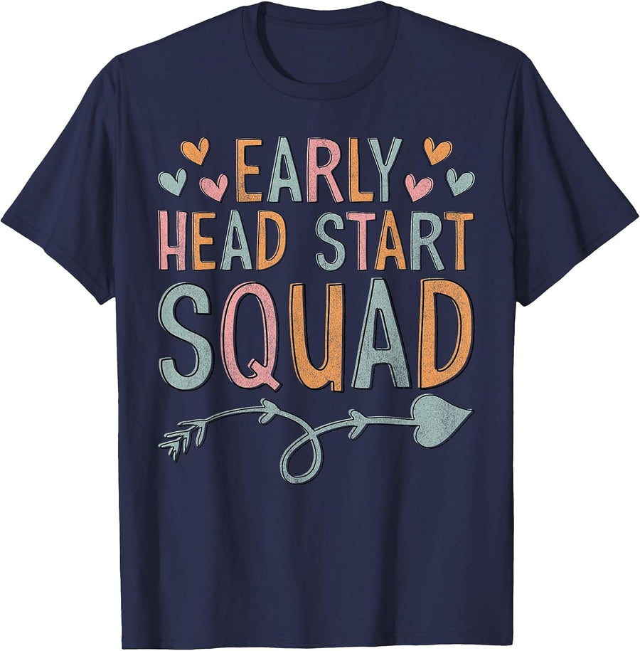 Teacher Early Childhood Education Preschool Head Start Squad T-Shirt - Navy Blue