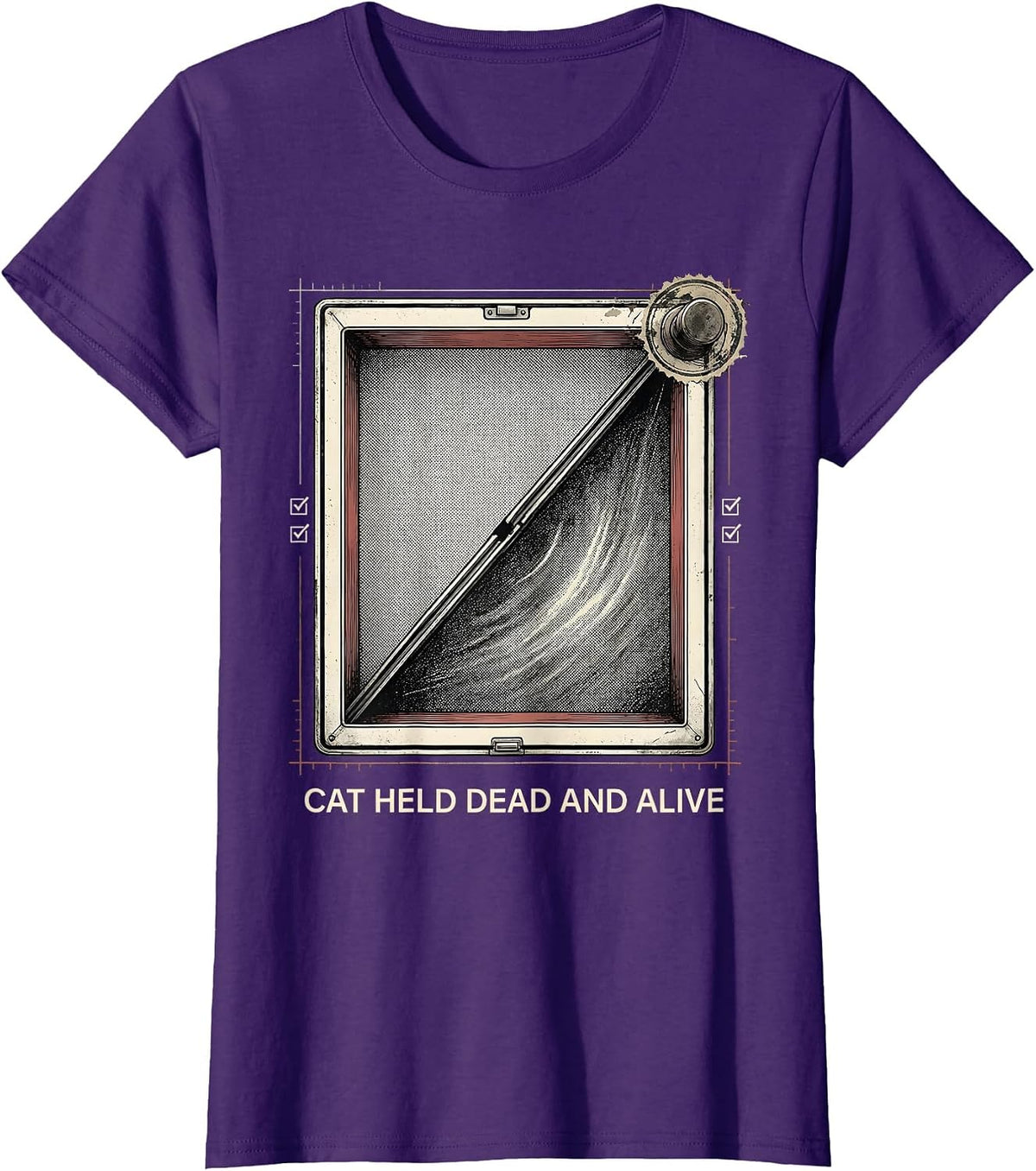 Women's Cat Held Dead And Alive Funny Quantum Physics Science Humor T-Shirt - Purple