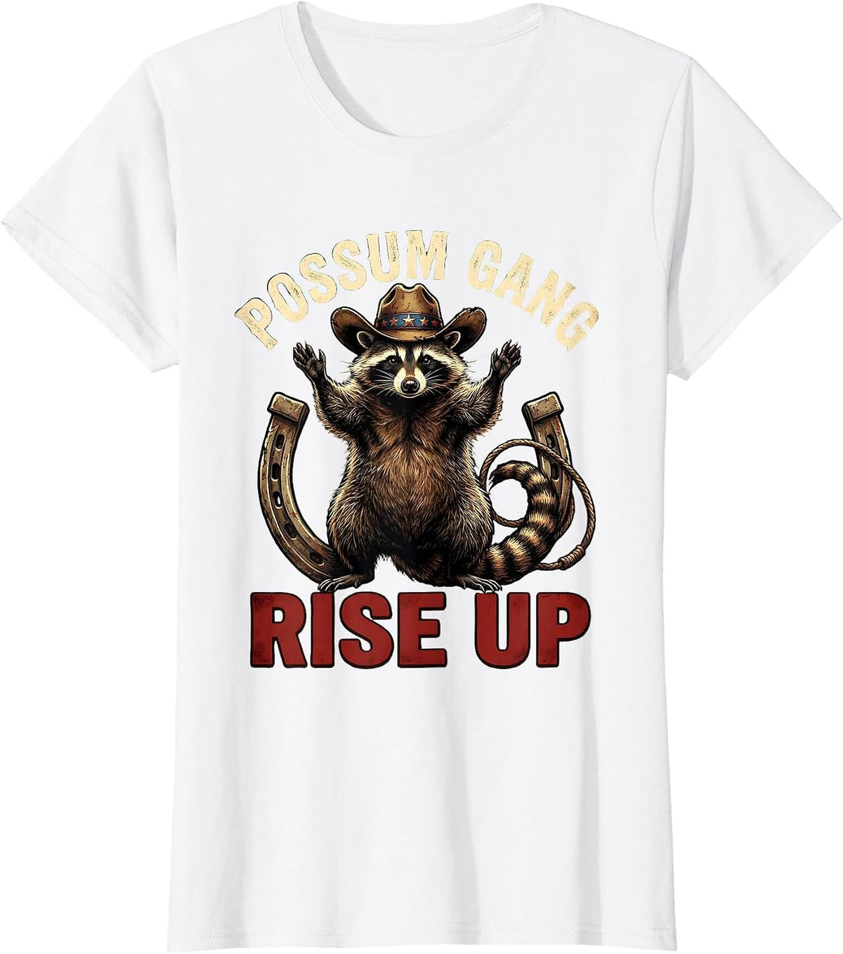 Possum Gang Rise Up Bold Opossum Design T-Shirt - White