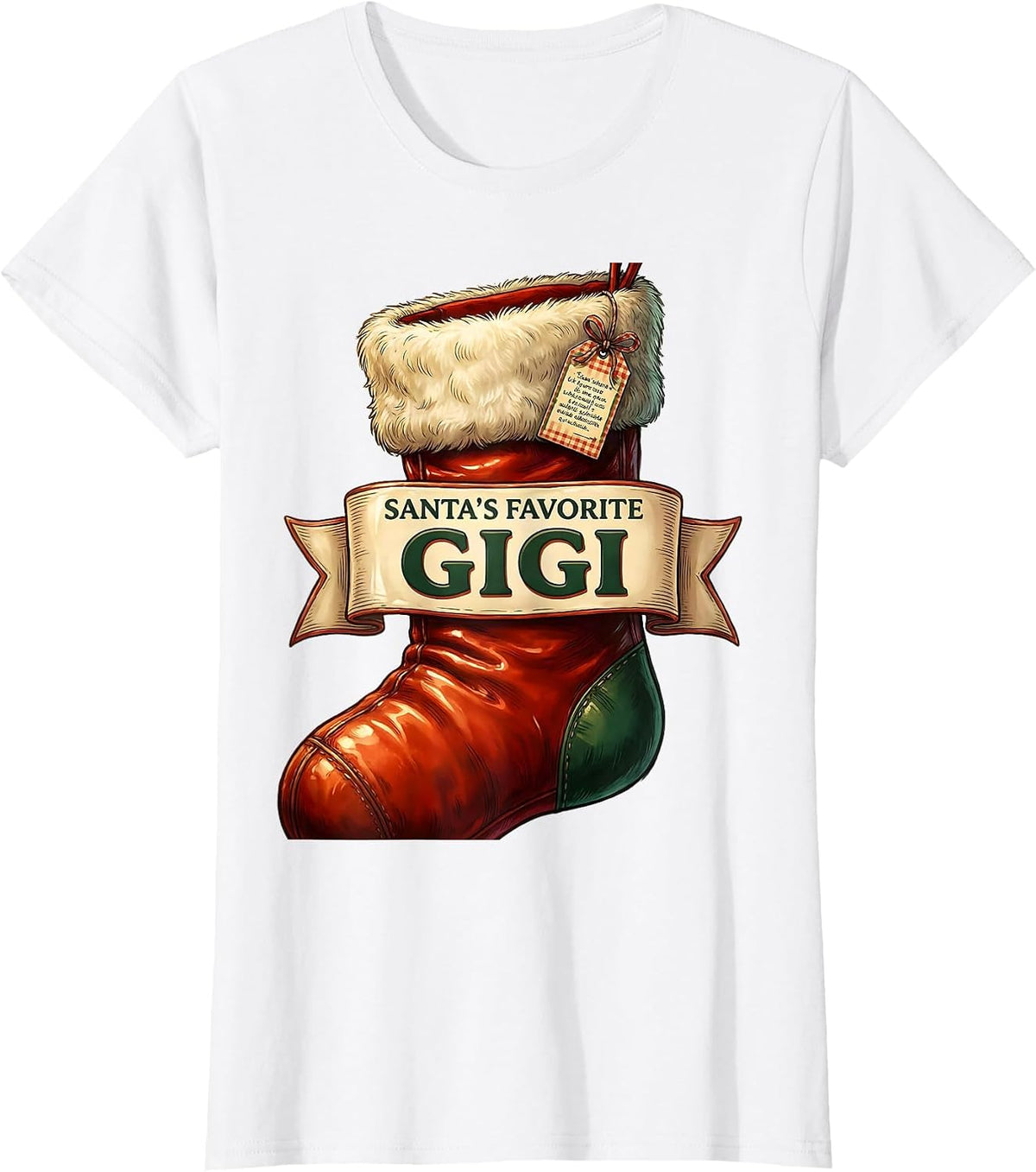 Santa's Favorite Gigi Family Matching Christmas Pajama Role T-Shirt - White