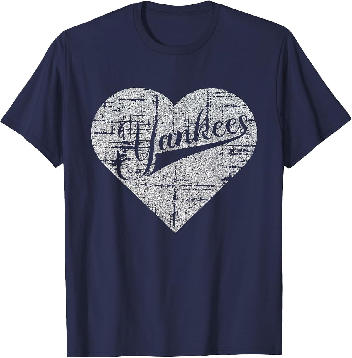 Vintage Heart Yankees I Love Yankees First Name Personalized T-Shirt - Navy Blue