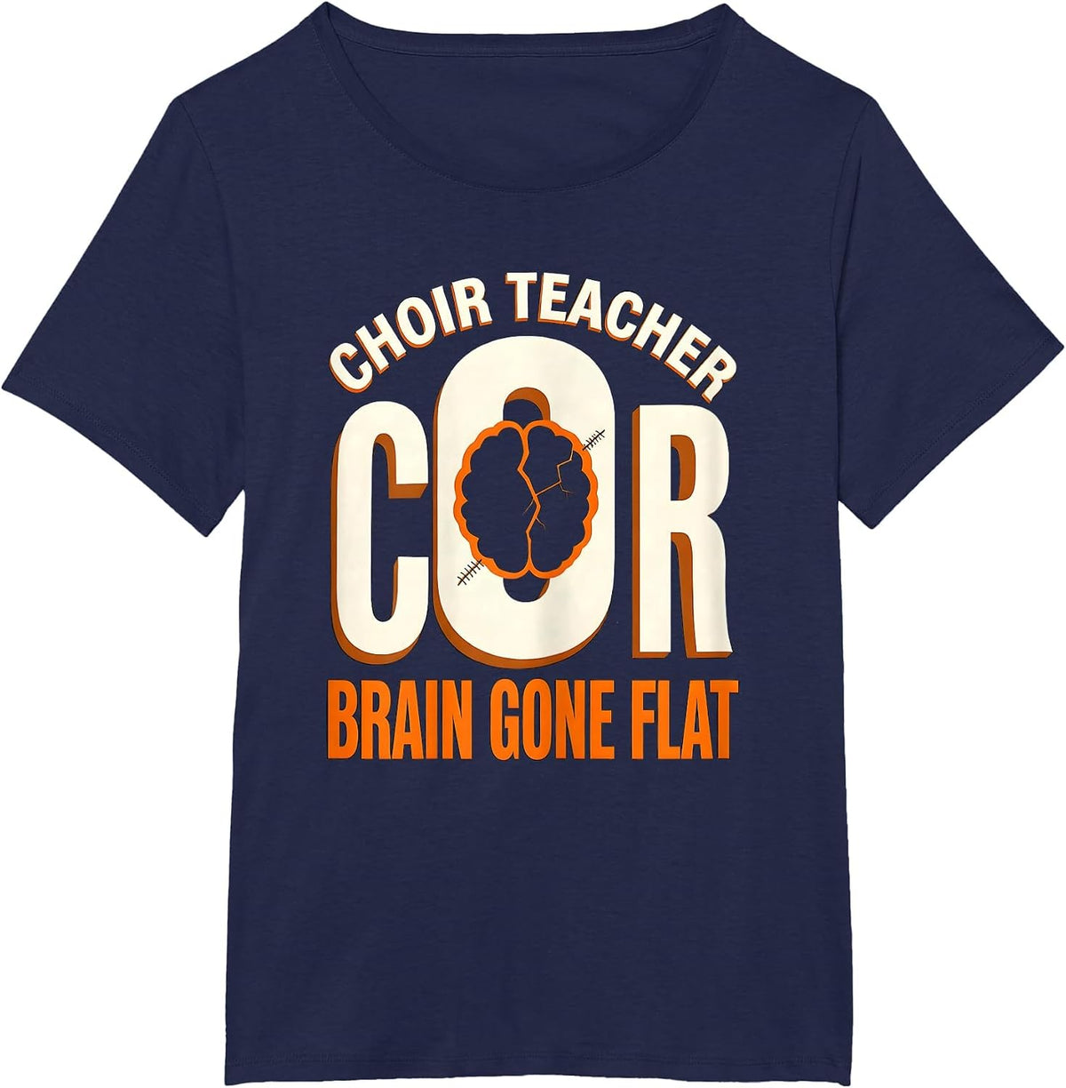 Women's Choir Teacher Brain Gone Flat Funny Zombie Halloween Teacher T-Shirt - Navy Blue