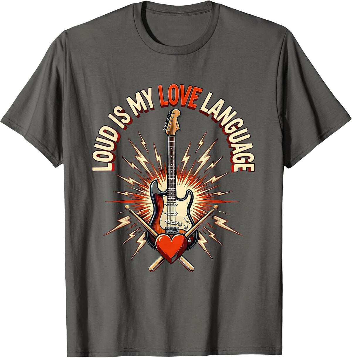Loud Is My Love Language Heavy Metal Design T-Shirt - Asphalt Grey