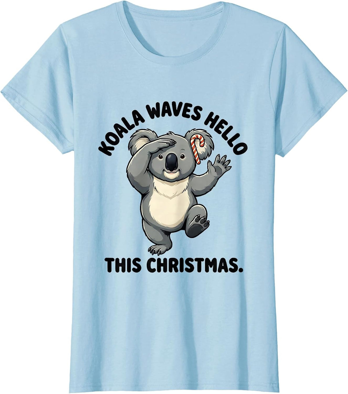 Koala Waves Hello This Christmas Cute Koala Lover Holiday T-Shirt - Baby Blue