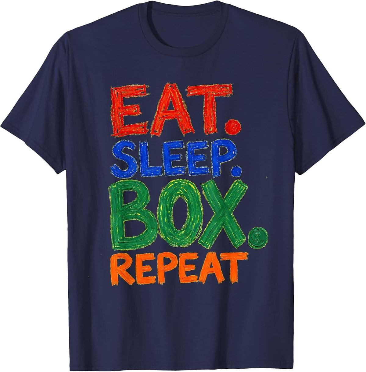 Men's Eat Sleep Box Repeat Boxing Lifestyle Design T-Shirt - Navy Blue