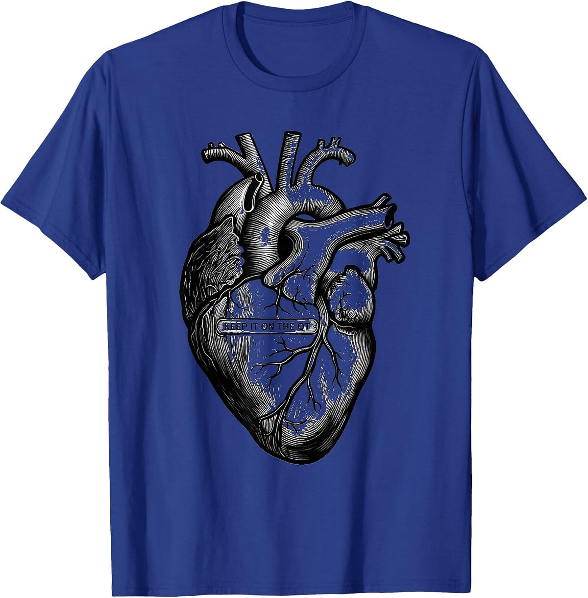 Men's Keep It On The QT Line Art Cardiac Nurse Anatomy T-Shirt - Royal Blue