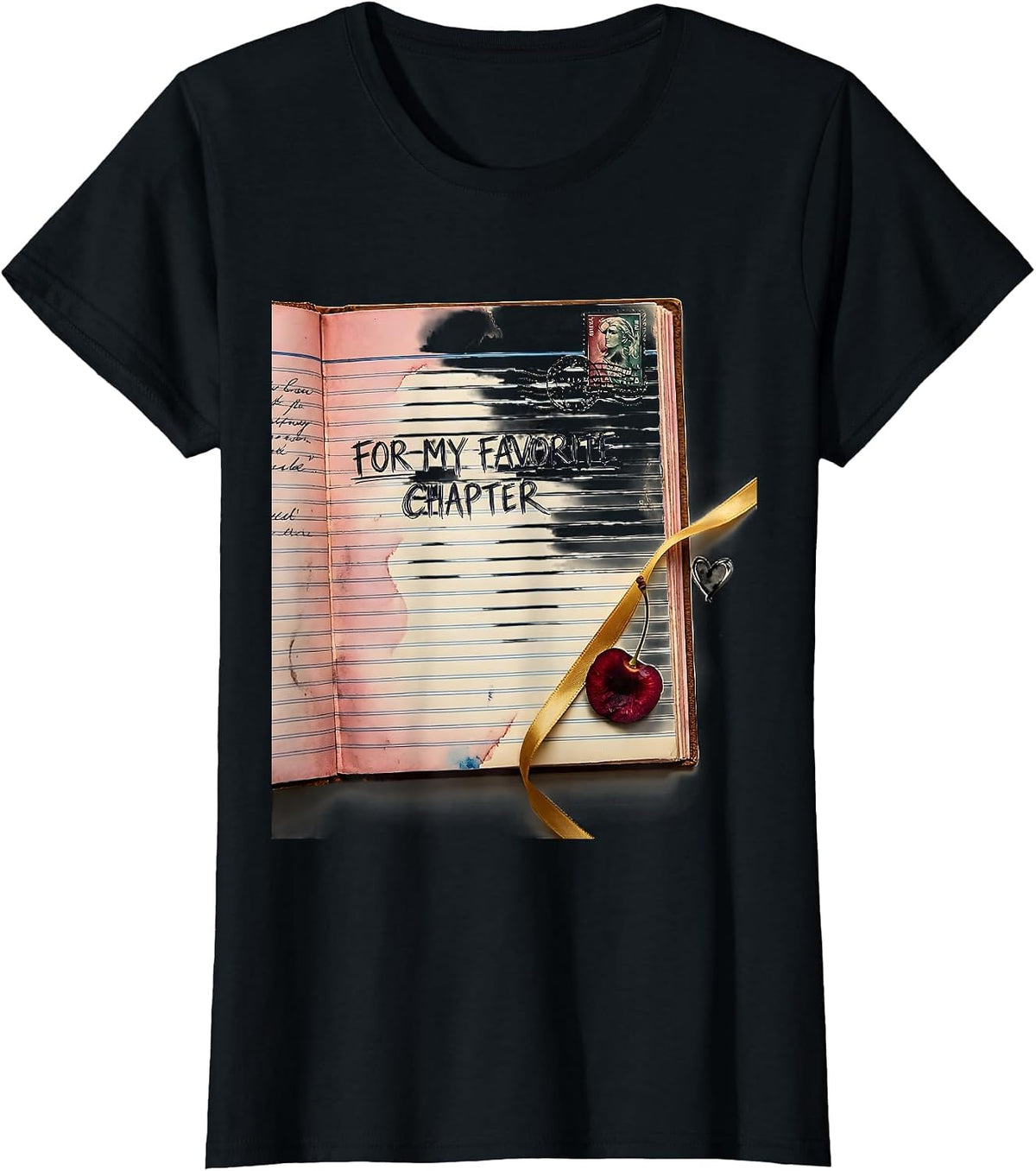 For My Favorite Chapter Cute Bookworm Chapter Birthday T-Shirt - Black