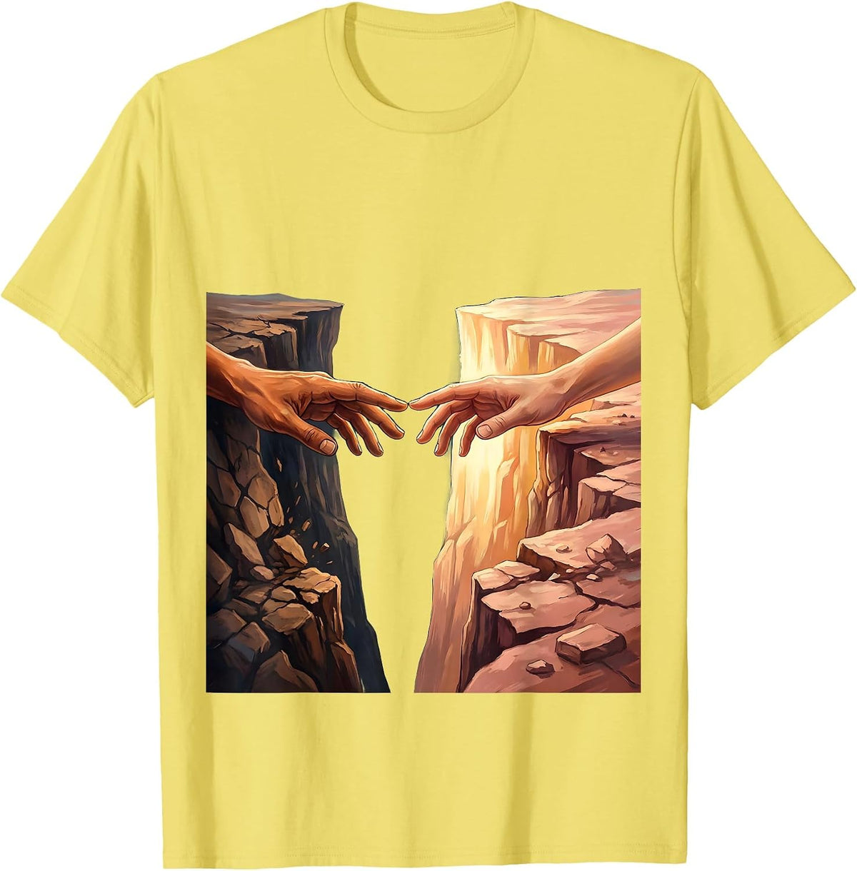 Men's Reaching Hands Suicide Awareness Graphic Design T-Shirt - Lemon Yellow