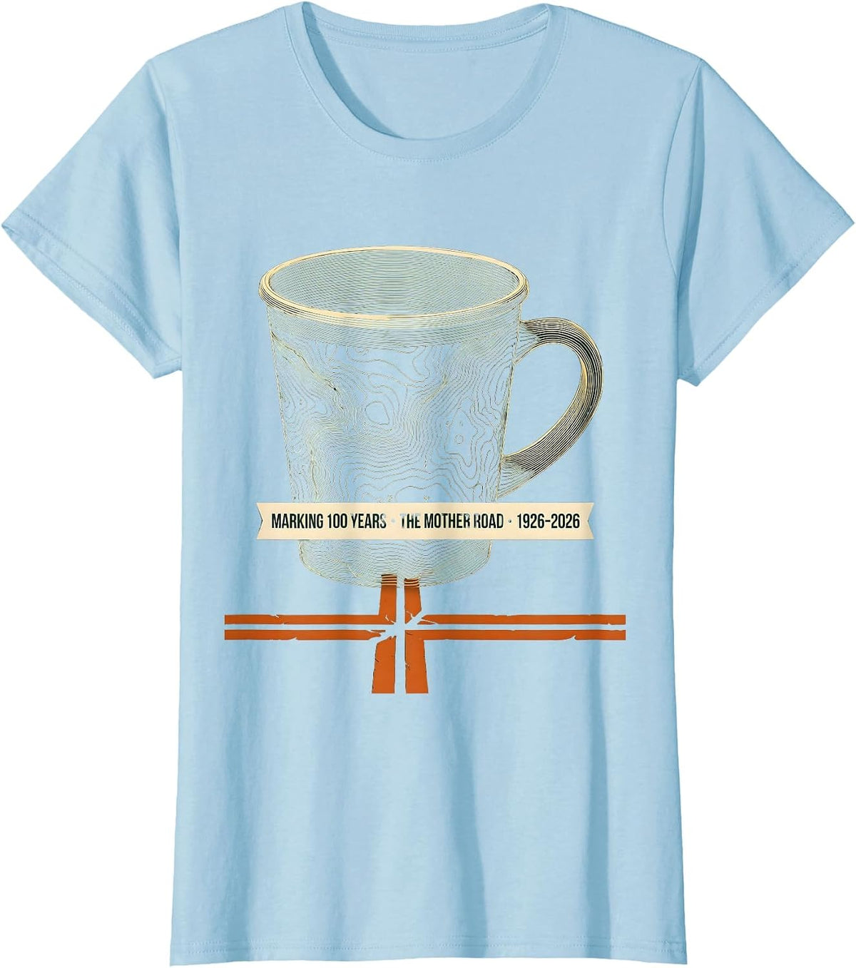 Women's Marking 100 Years The Mother Road Vintage T-Shirt - Baby Blue