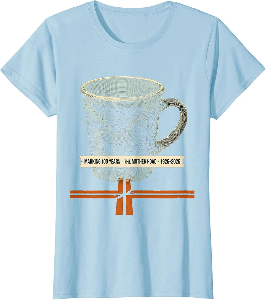 Women's Marking 100 Years The Mother Road Vintage T-Shirt - Baby Blue