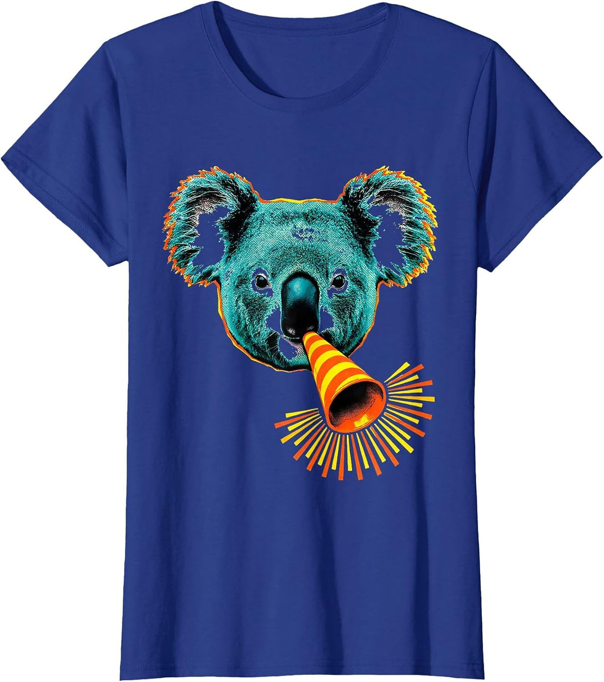 Women's Broad Blunt Koala Party Horn Funny Animal Lover T-Shirt - Royal Blue