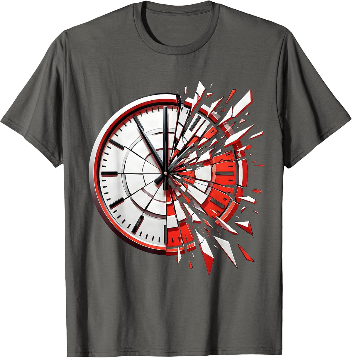 Men's Frozen at Midnight Clock Graphic Design T-Shirt - Asphalt Grey