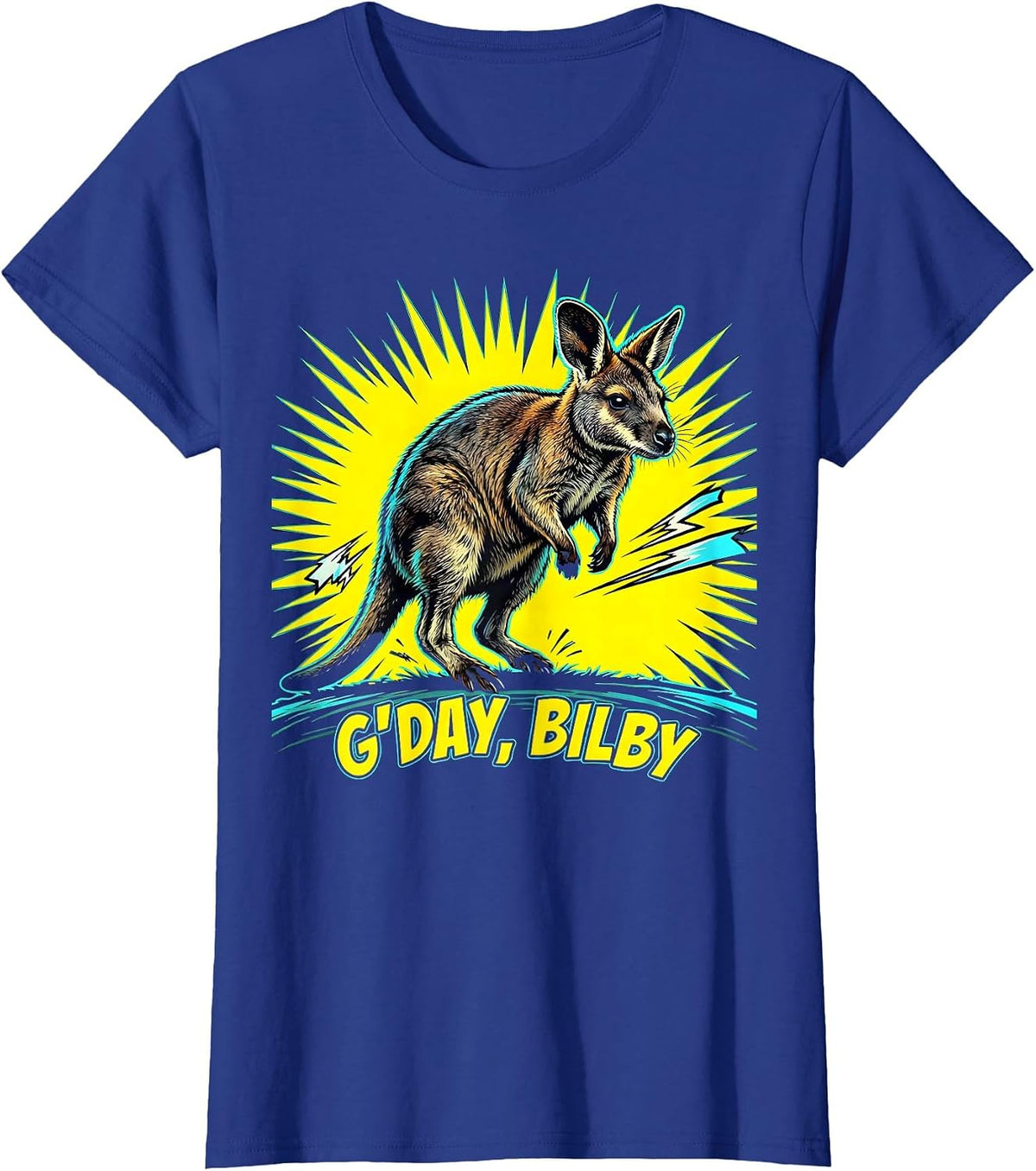 Women's G'day, Bilby Pop Art Australia Wildlife Novelty T-Shirt - Royal Blue