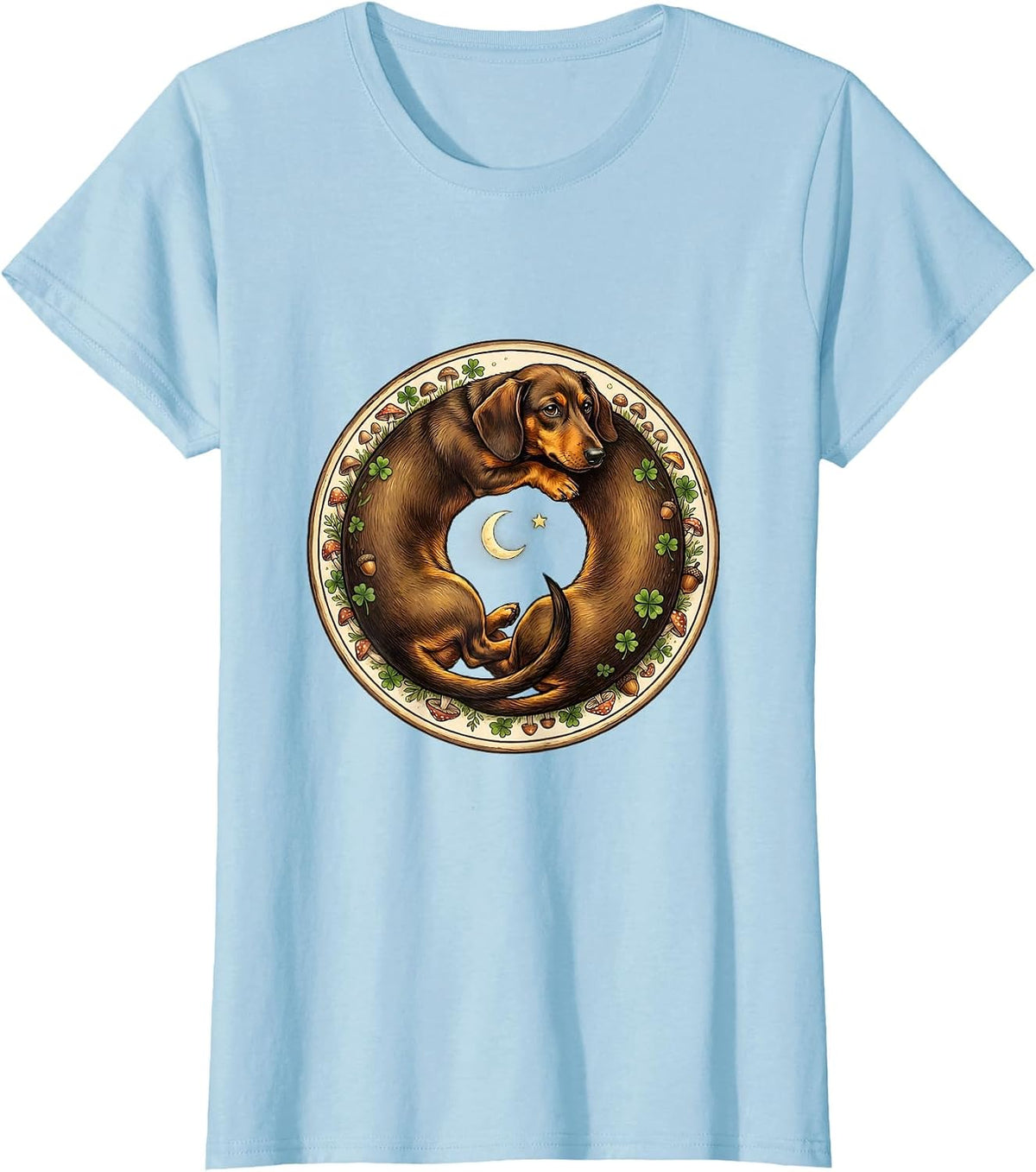 Dachshund Chasing Its Own Tail Funny Dog T-Shirt - Baby Blue
