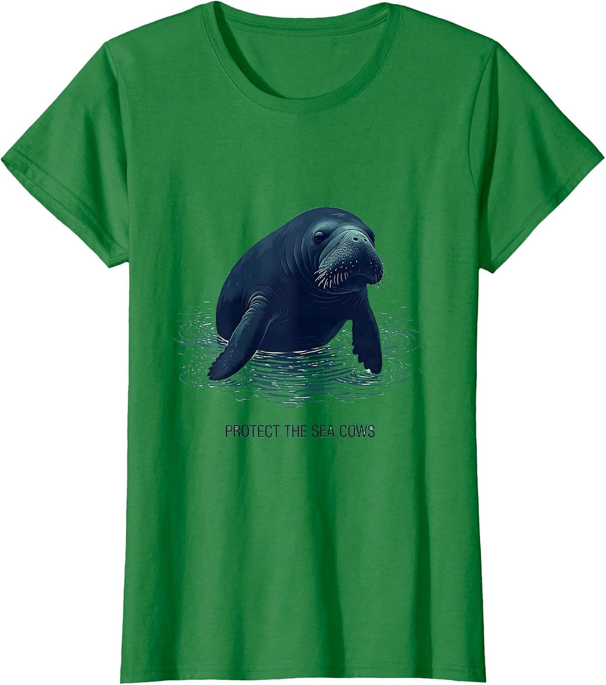 Women's Protect The Sea Cows Manatee Lover Crystal River Florida T-Shirt - Kelly Green