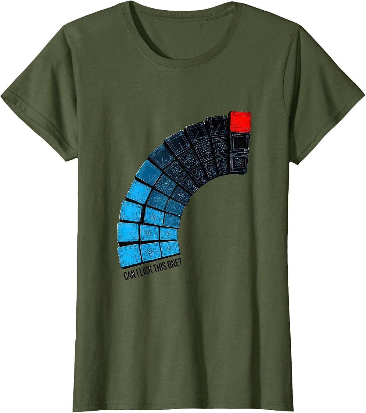 Women's Can I Lick This One Funny Periodic Table Chemistry Teacher T-Shirt - Olive Green