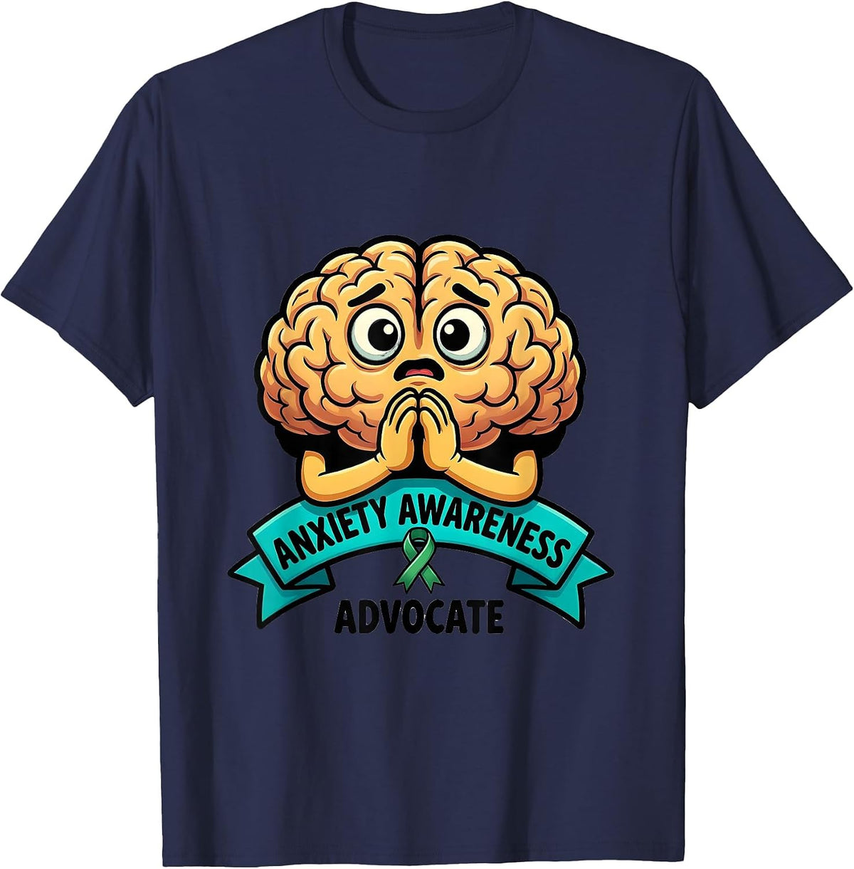 Anxiety Awareness Advocate Mental Health Design T-Shirt - Navy Blue