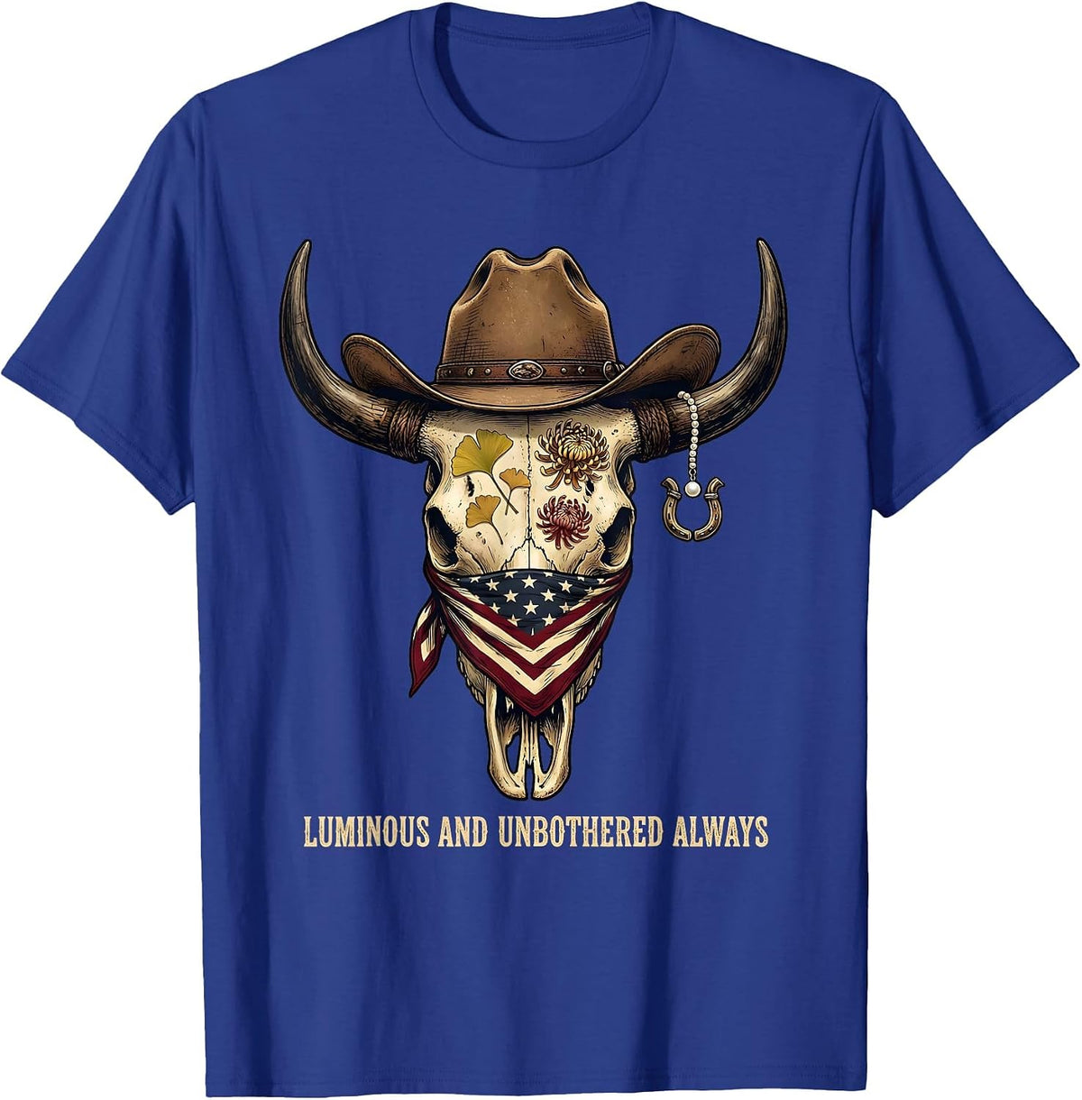 K-Beauty Glass Skin Fall Luminous Design T-Shirt - Royal Blue