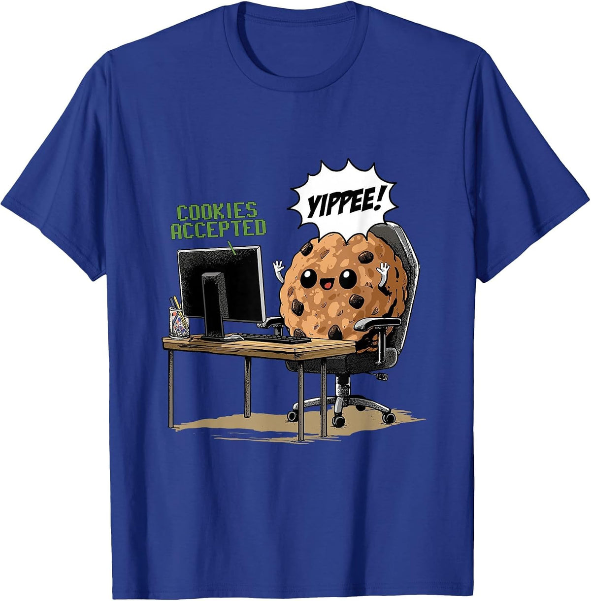 Cookies Accepted Nerd Shirt Funny Computer Internet Coder T-Shirt, Men, Royal Blue, Large - As Pictured