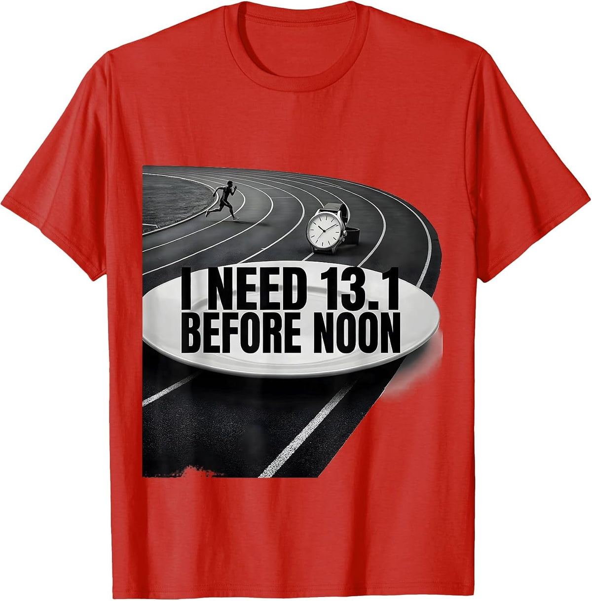 Men's I Need 13.1 Before Noon Funny Runner Marathon Coach Gift T-Shirt - Red