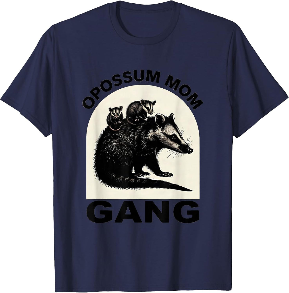 Men's Opossum Mom Gang Wildlife Lover Design T-Shirt - Navy Blue