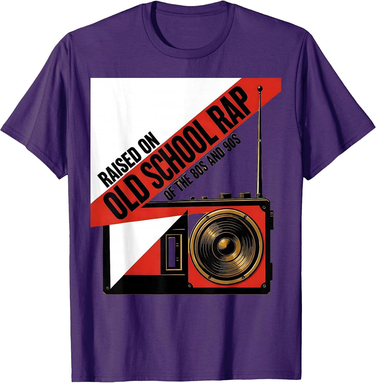 Men's Raised On Old School Rap Of The 80s And 90s Retro T-Shirt - Purple
