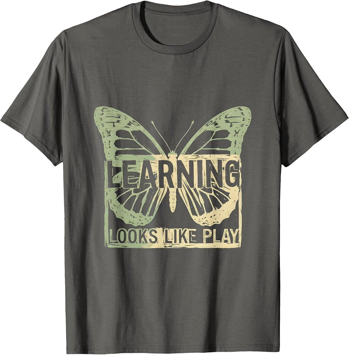 Learning Looks Like Play Teacher Design T-Shirt - Asphalt Grey