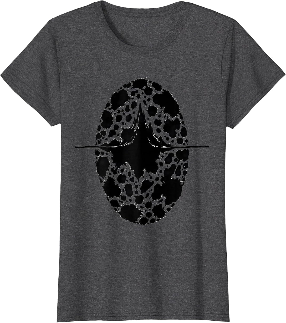 Women's Cow Hide Blotch Heart Pattern Funny Cow Lover T-Shirt - Dark Heather Grey
