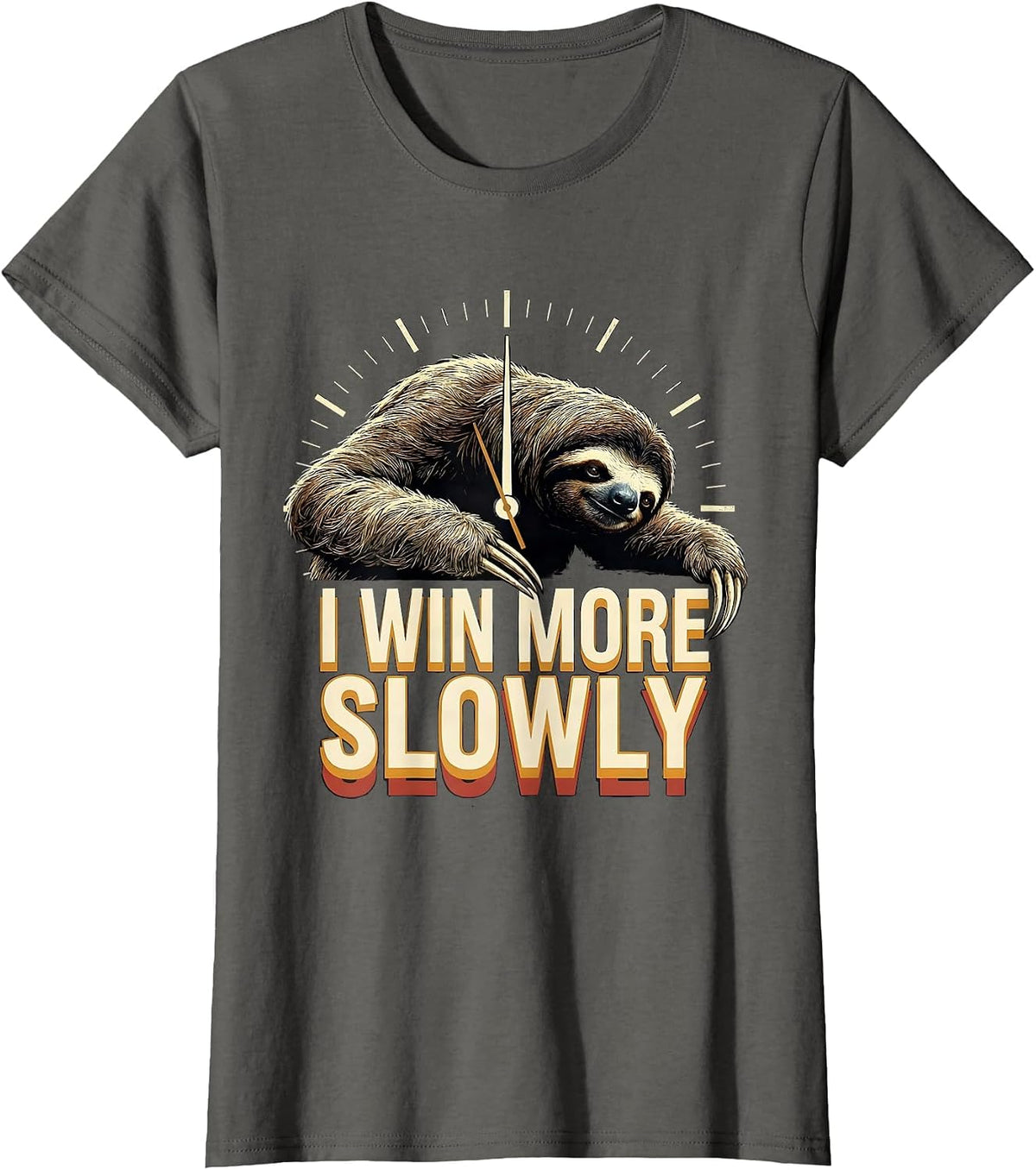 Women's I Win More Slowly Funny Sloth Lover Humor Animal Affinity T-Shirt - Asphalt Grey
