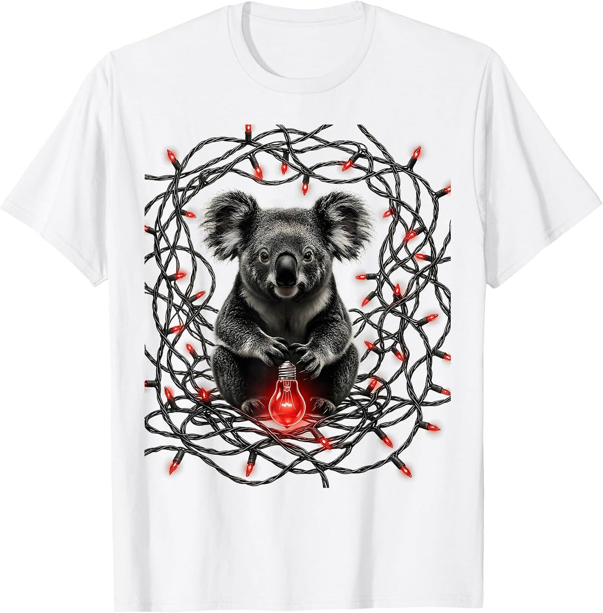 Men's Koala Holiday Lights Cute Australian Animal Gift T-Shirt - White