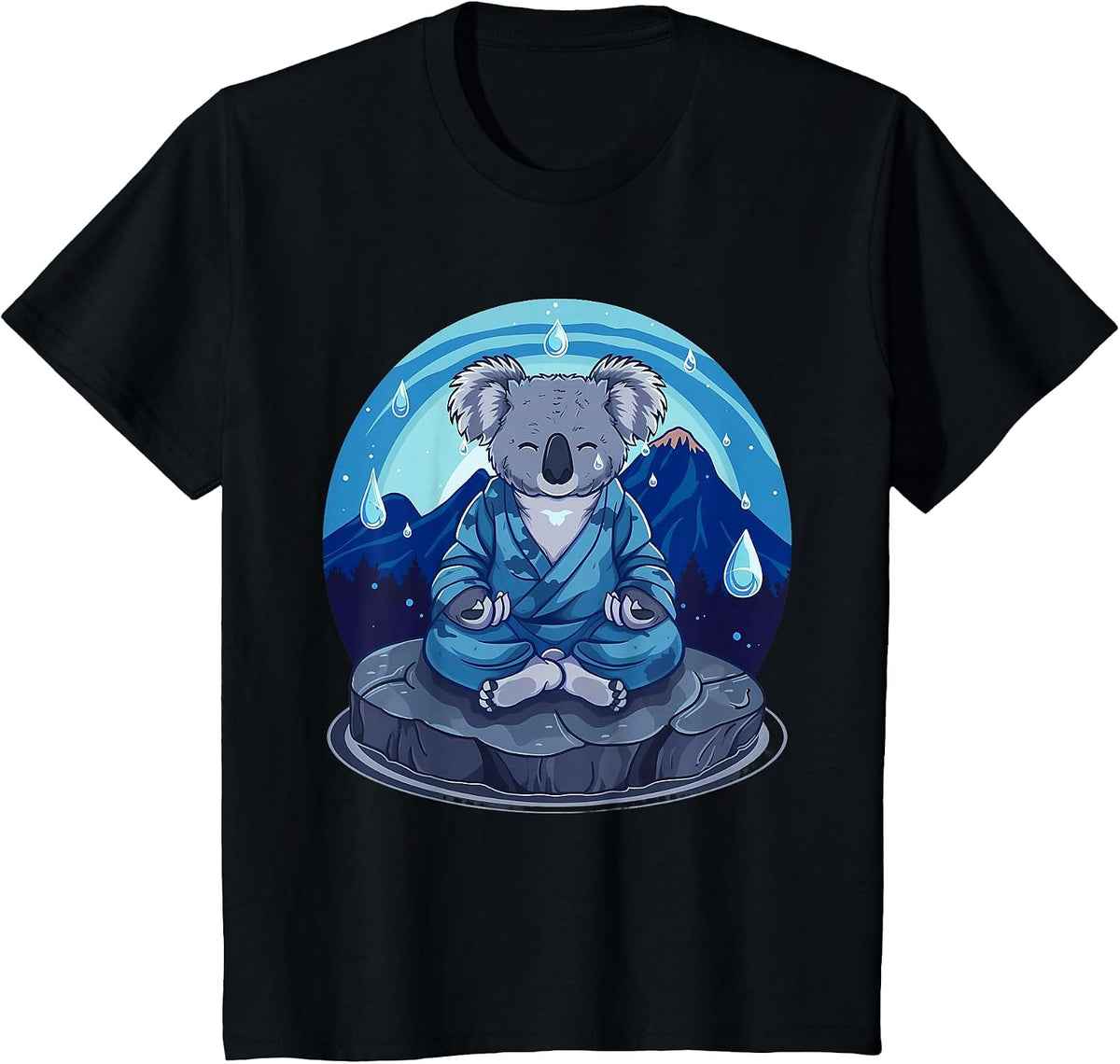 Koala Meditation Mountain Yoga Zen Buddha Buddhist Hindu T-Shirt - Black